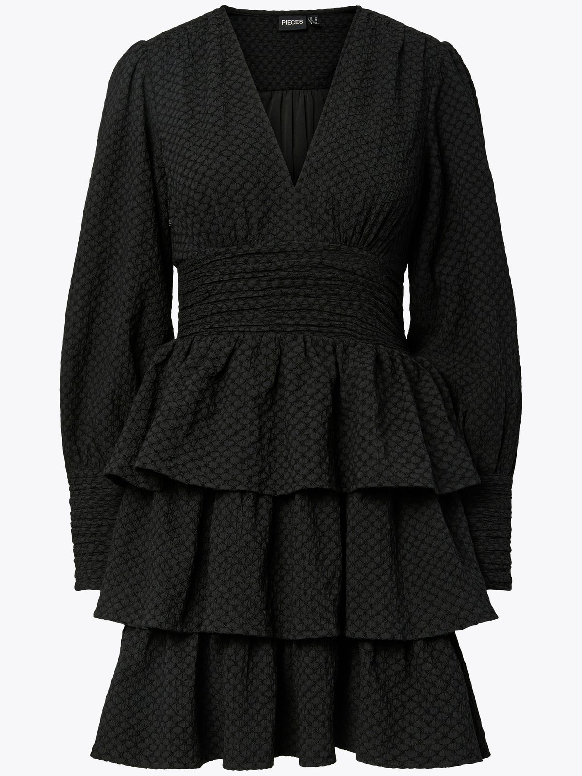 Pieces Monika Long Sleeve Short Dress Black