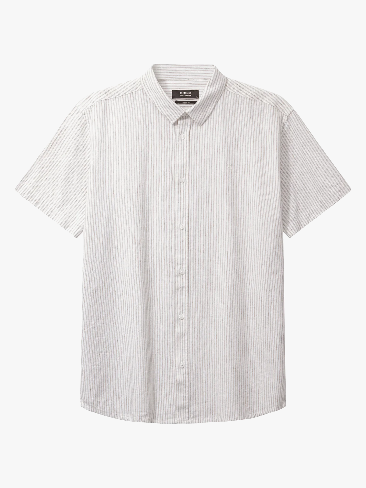 CLEAN CUT COPENHAGEN Luca Striped Short Sleeve Shirt White / Shitake