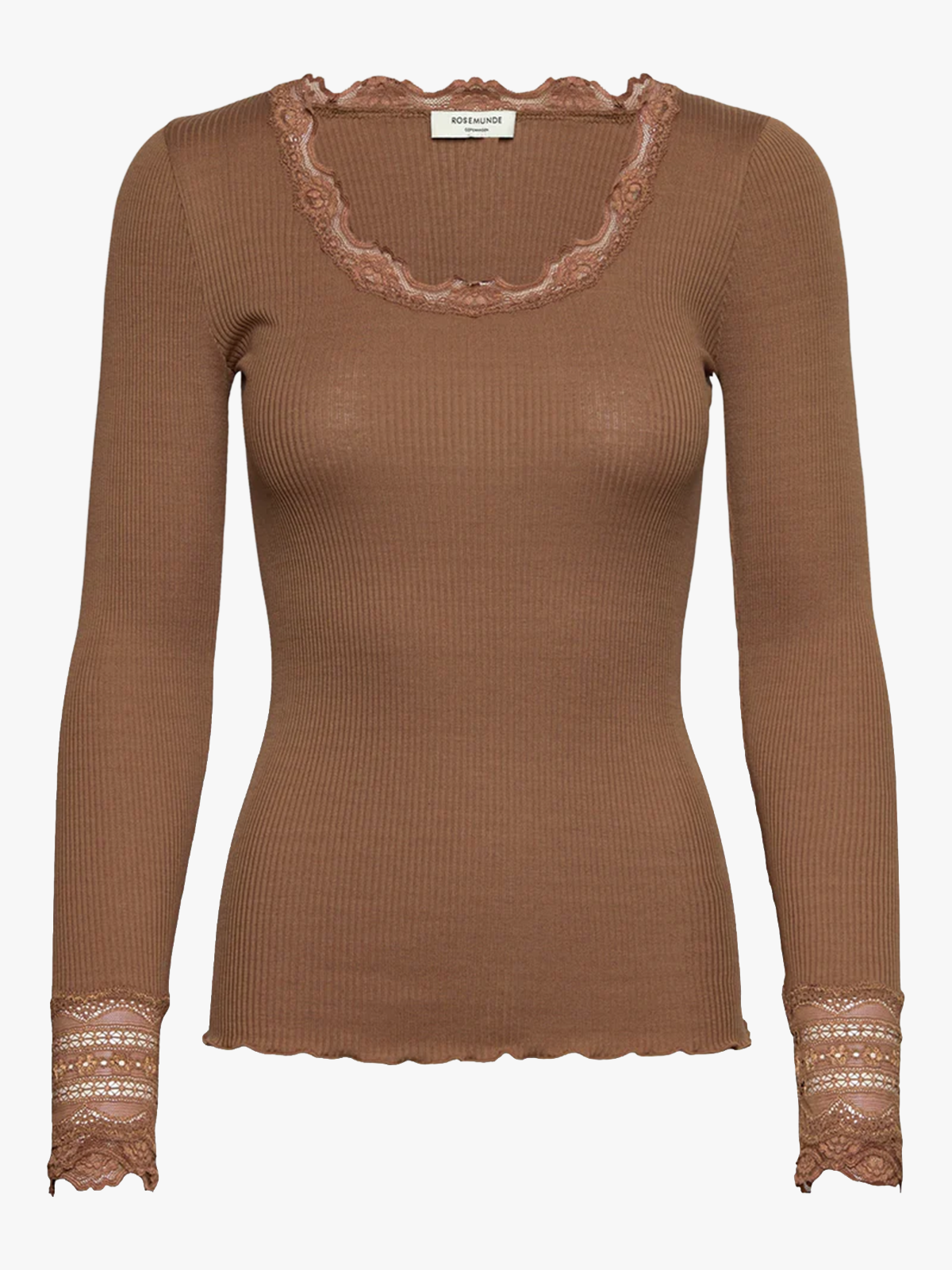 Rosemunde Benita Silk T-Shirt W/ Lace Coca Mocha