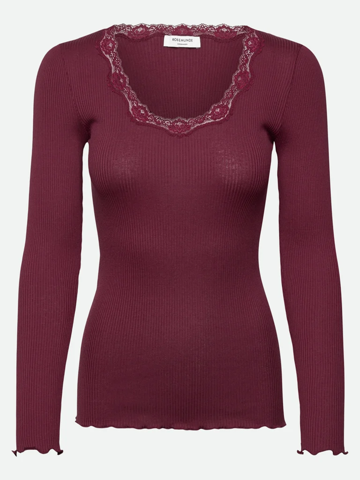 Rosemunde Babette Silk T-Shirt W/ Lace Burgunder