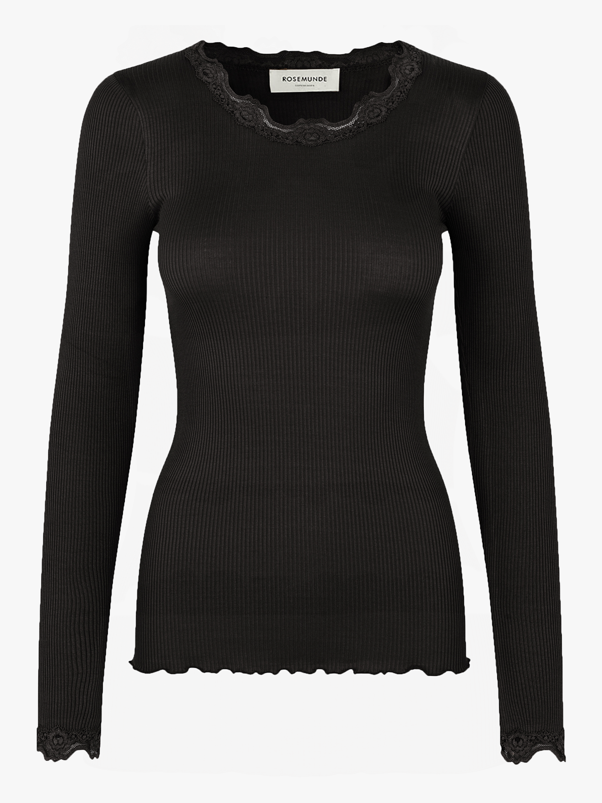 Rosemunde Babette Silk Long Sleeve Lace T-shirt Black