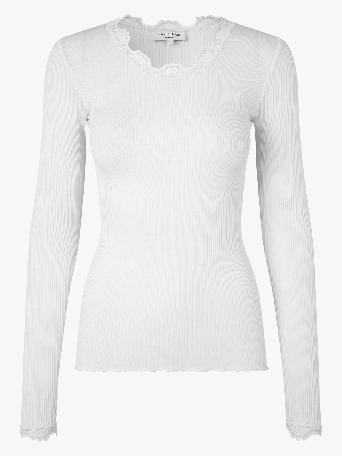 Rosemunde Babette Silk Long Sleeve Lace T-shirt New White