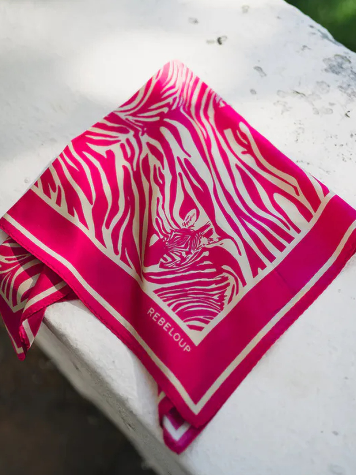 Rebeloup Sarah Zebra Silk Scarf Pink Zebra