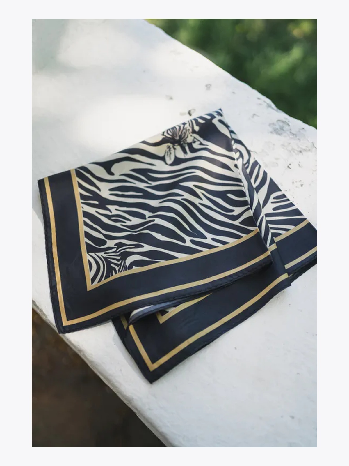 Rebeloup Sarah Zebra Silk Scarf Beige Zebra