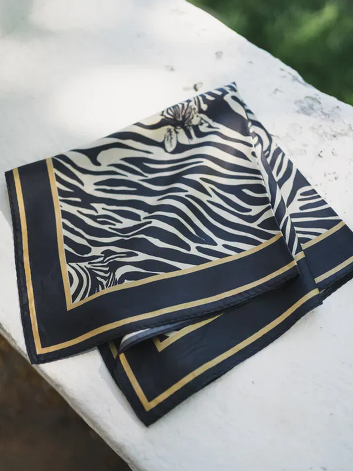 Rebeloup Sarah Zebra Silk Scarf Beige Zebra