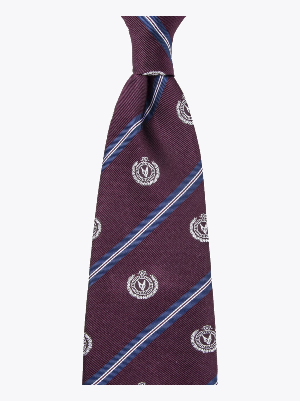 Rebeloup Reppstripe Crest Silk Tie Burgunder