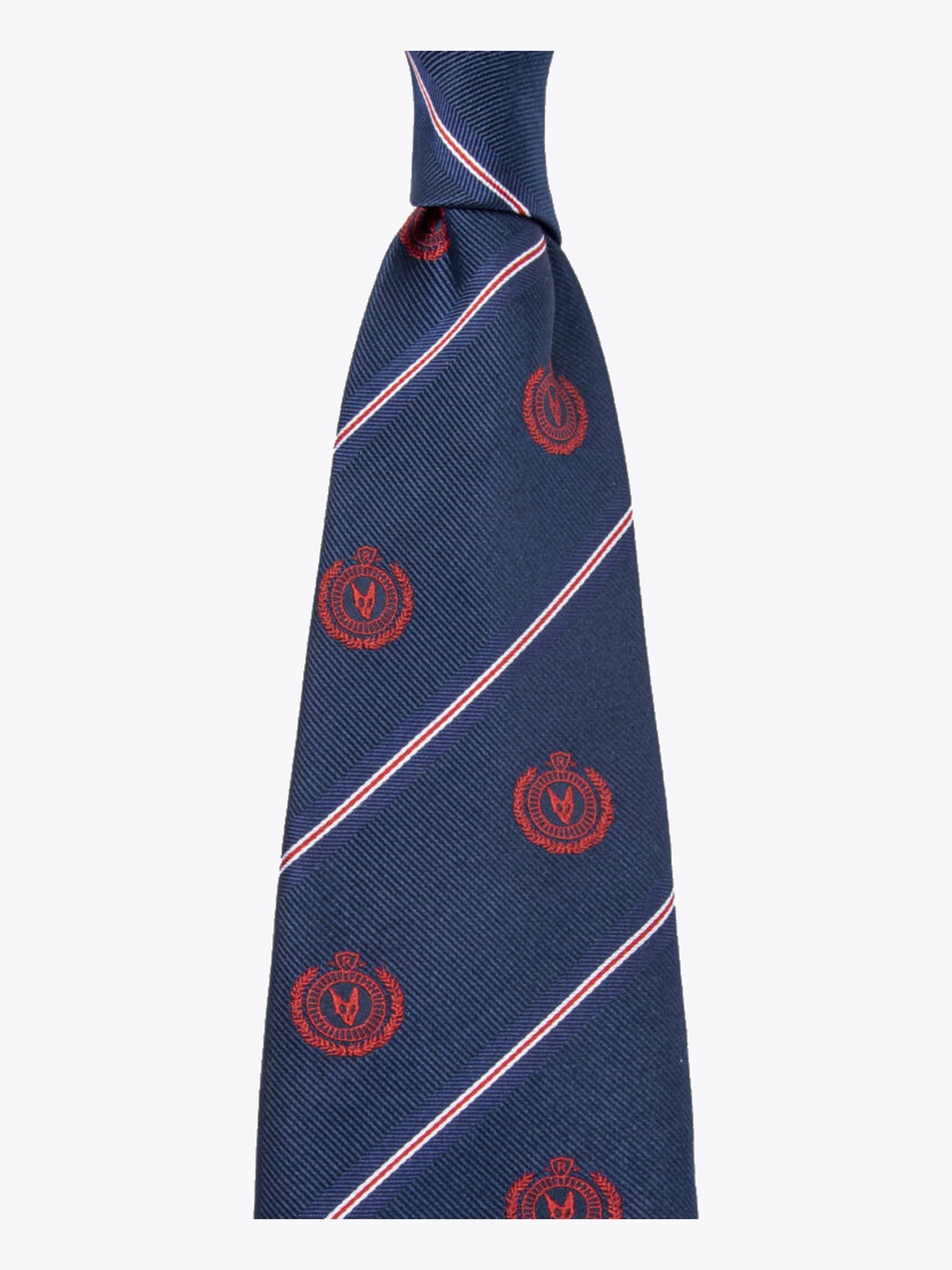Rebeloup Reppstripe Crest Silk Tie Navy