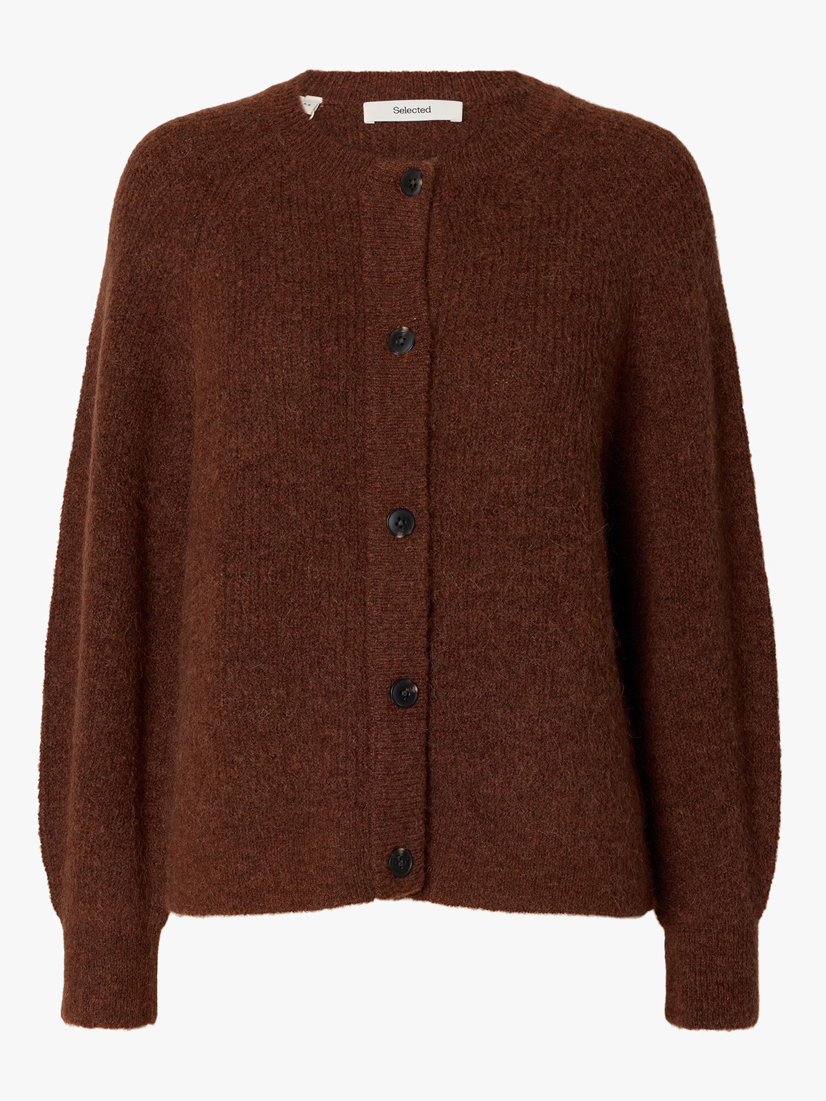 Selected Femme Lulu Long Sleeve Knit Short Cardigan Cherry Mahogany