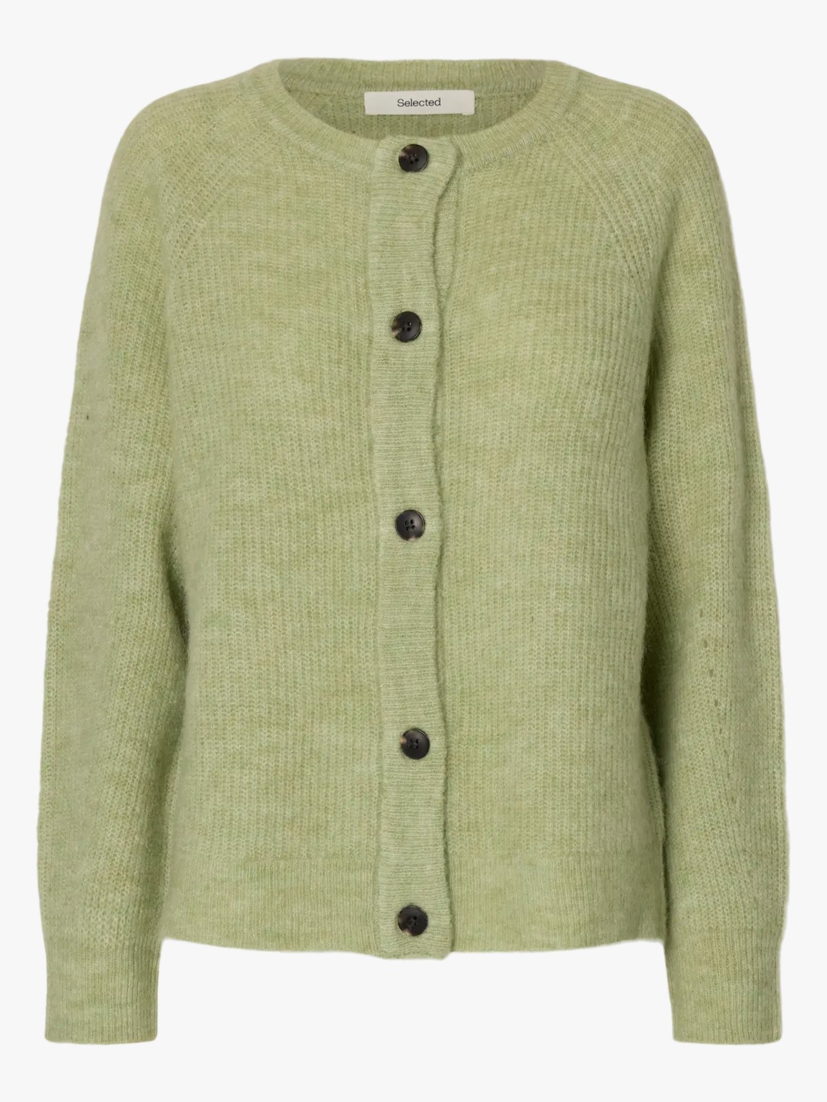 Selected Femme Lulu Long Sleeve Knit Short Cardigan Lint Melange