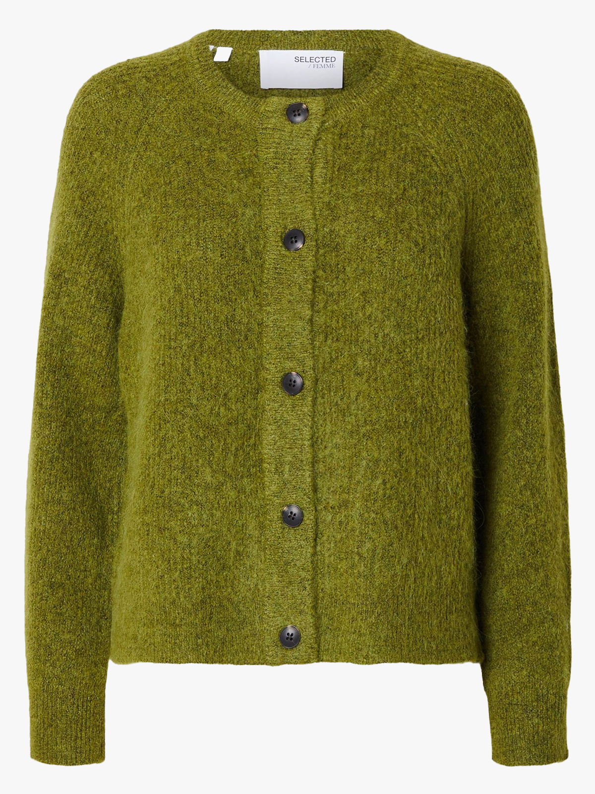 Selected Femme Lulu Long Sleeve Knit Short Cardigan Cardamom Seed Melange