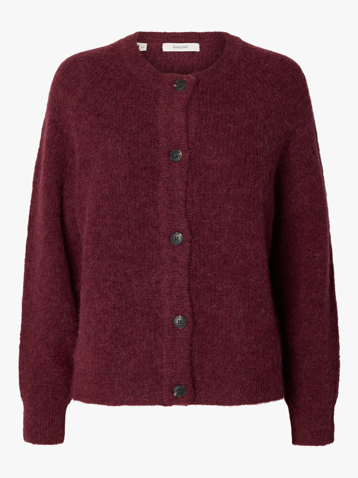Selected Femme Lulu Long Sleeve Knit Short Cardigan Tawny Port