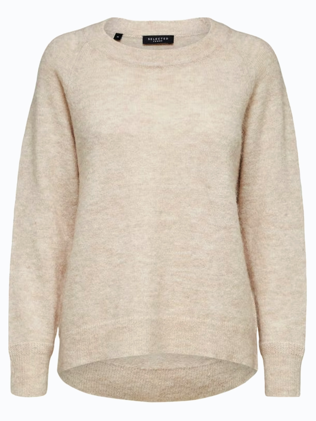 Selected Femme Lulu Long Sleeve Knit O-Neck Birch Melange