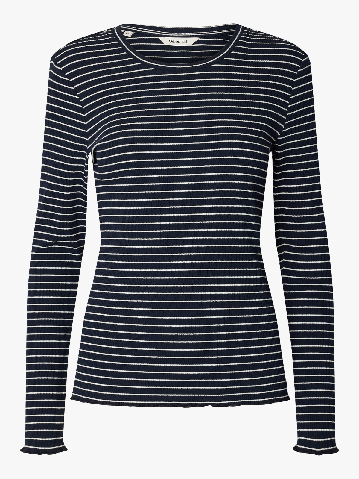 Selected Femme Anna Long Sleeve Crew Neck Tee Stripe Dark Sapphire