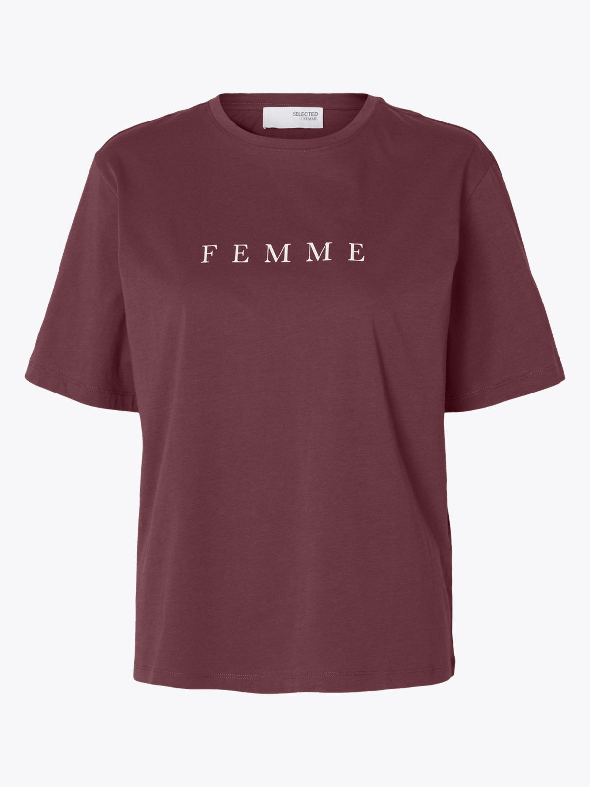 Selected Femme Vilja Short Sleeve Printed Tee Burgunder