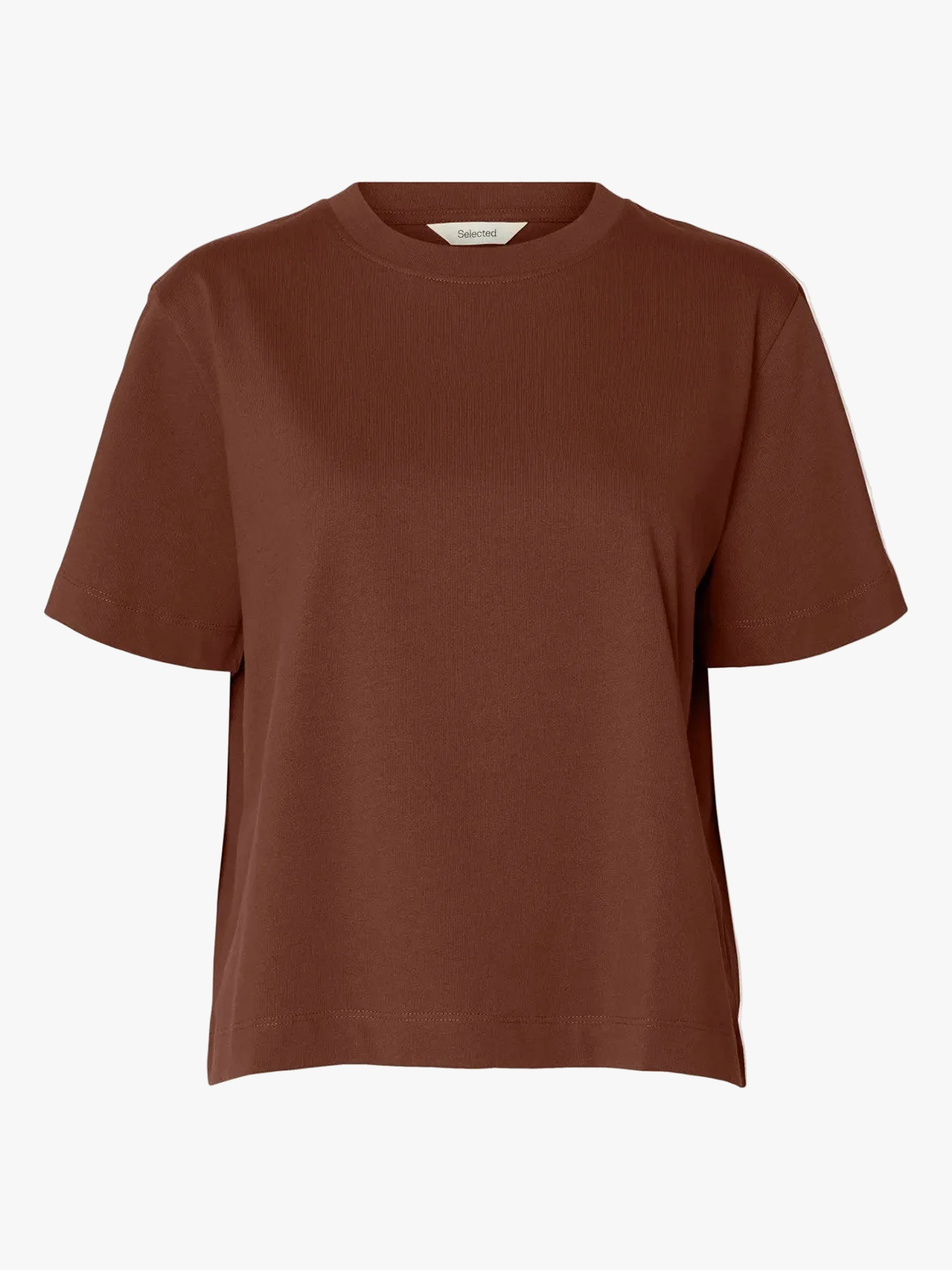 Selected Femme Essential Short Sleeve Boxy Tee Cherry Mahogany