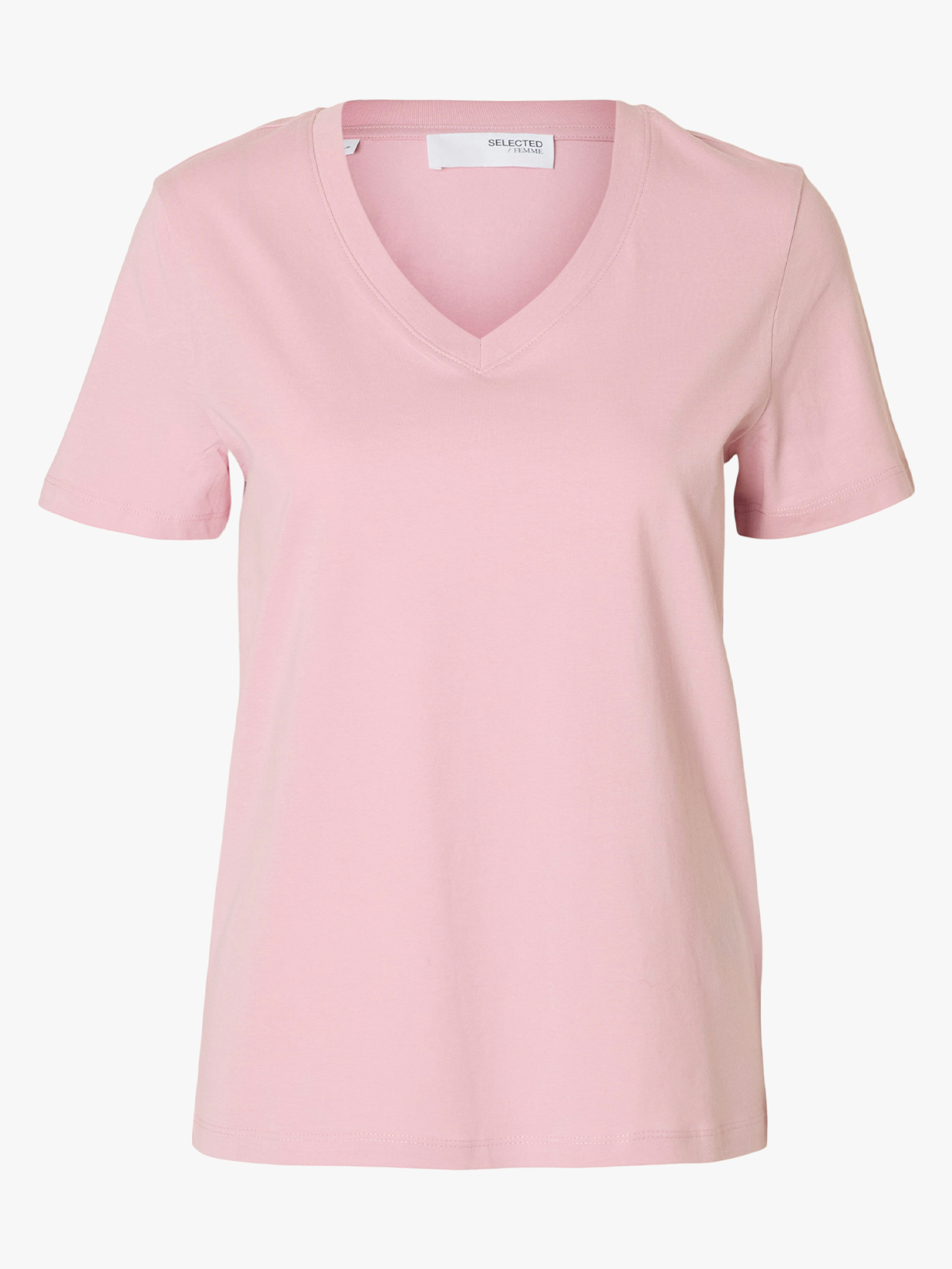 Selected Femme Essential Short Sleeve V-Neck Tee Bleached Mauve