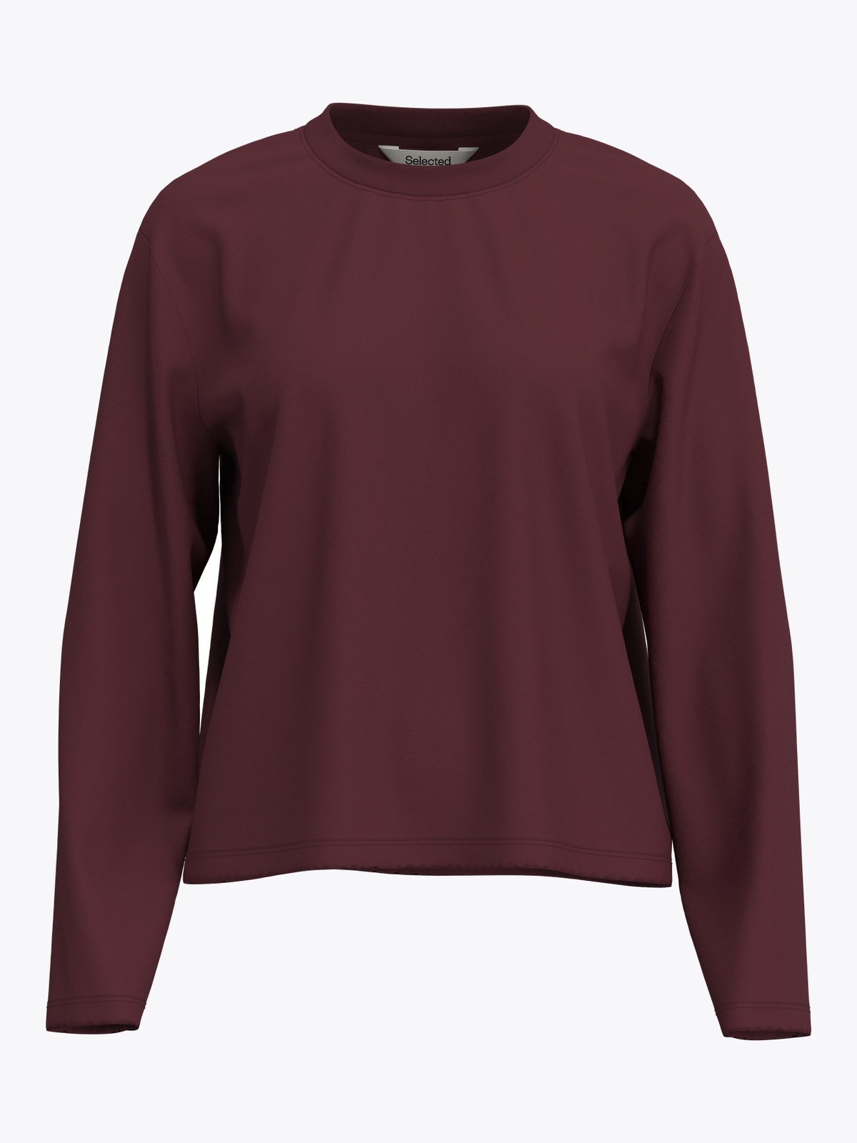 Selected Femme Essential Long Sleeve Boxy Tee Tawny Port