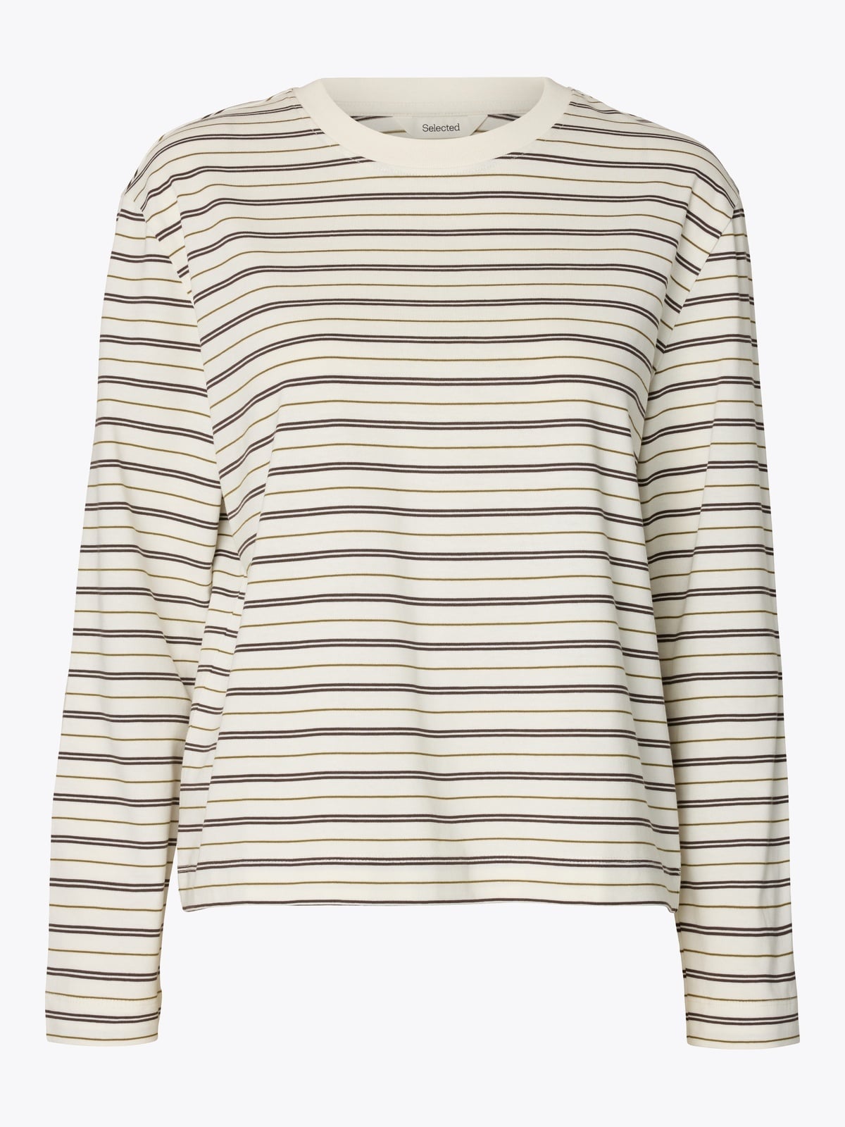 Selected Femme Essential Long Sleeve Striped Boxy Tee Delicioso Stripes
