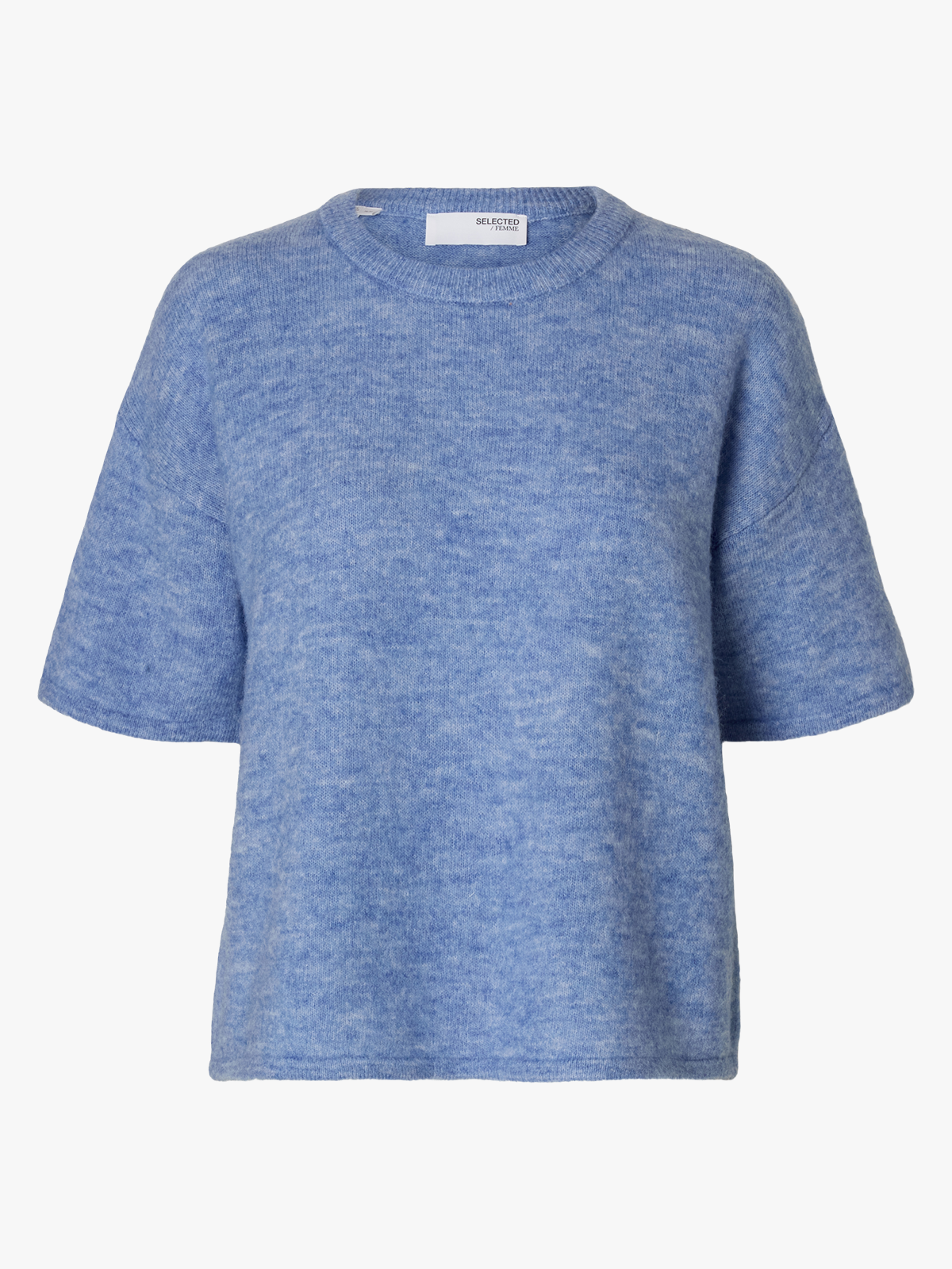 Selected Femme Maline-Liliana 2/4 Knit O-Neck Cornflower Blue Melange