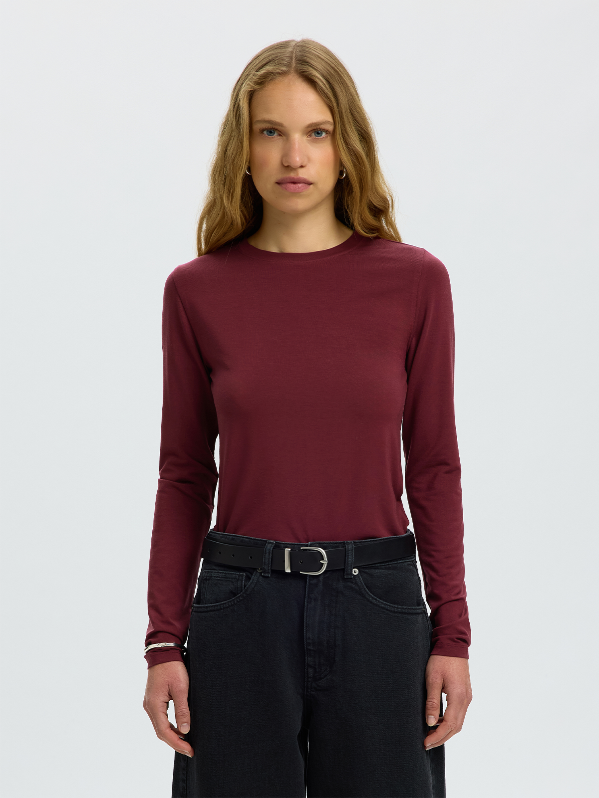 Selected Femme Manja Long Sleeve O-Neck Tawny Port