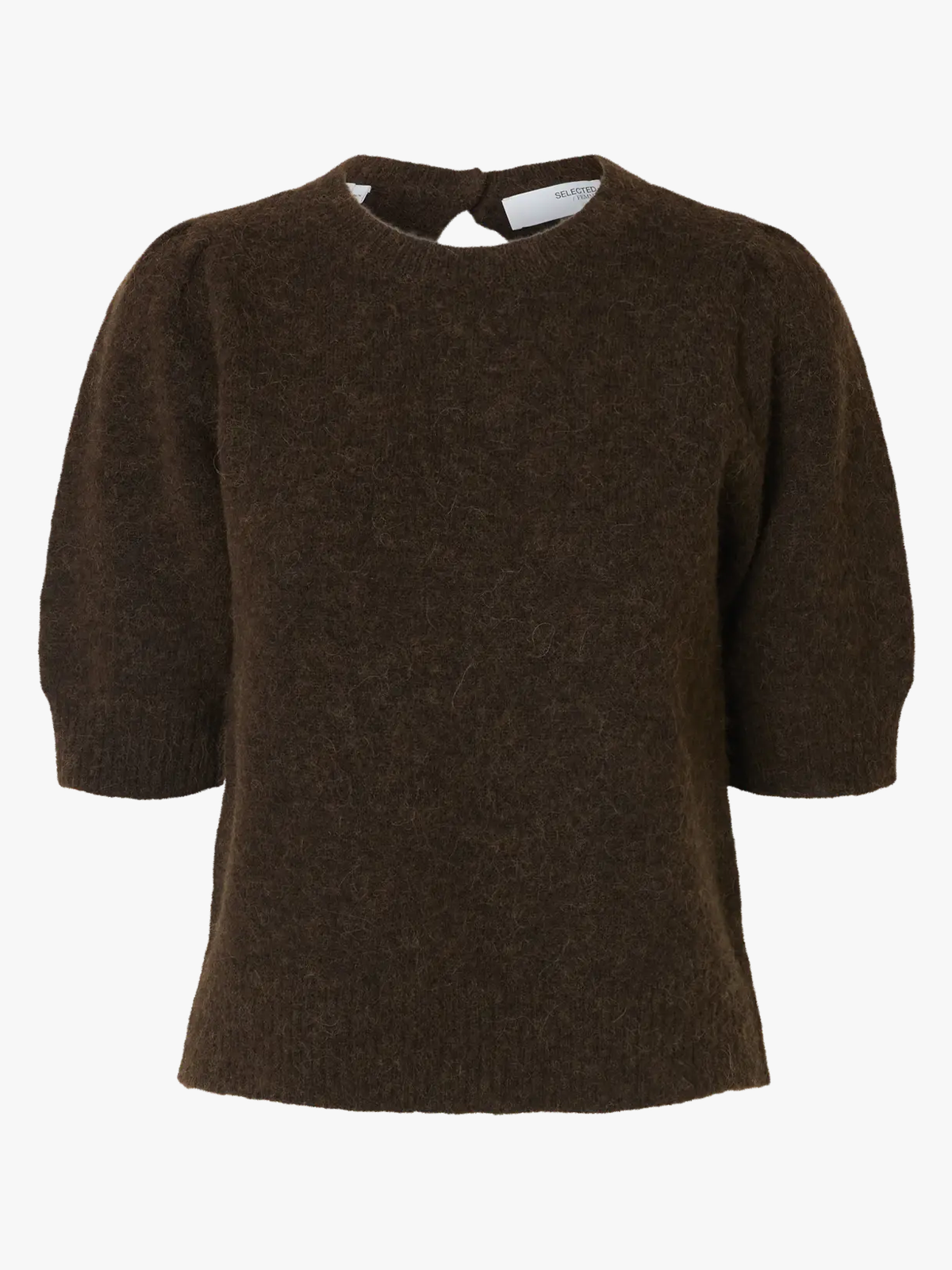 Selected Femme Lulu Short Sleeve Open Back Knit O-neck Delicioso Melange