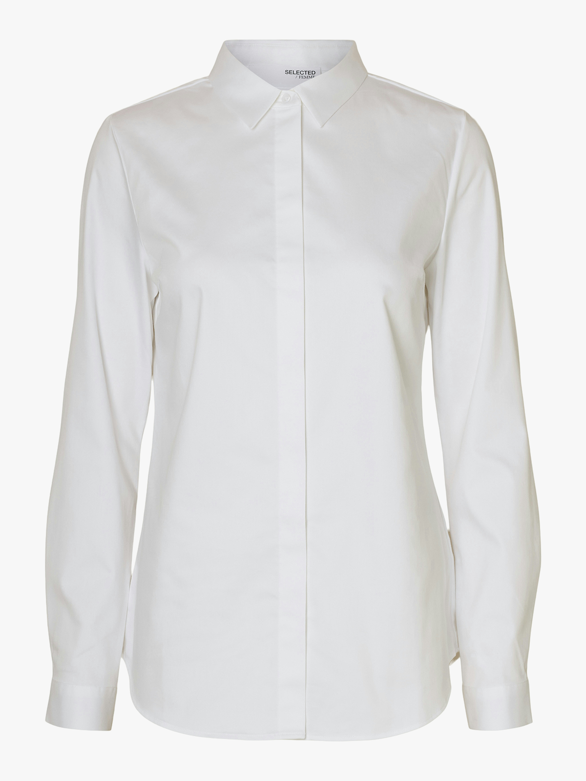 Selected Femme Romie Long Sleeve Fitted Shirt Bright White