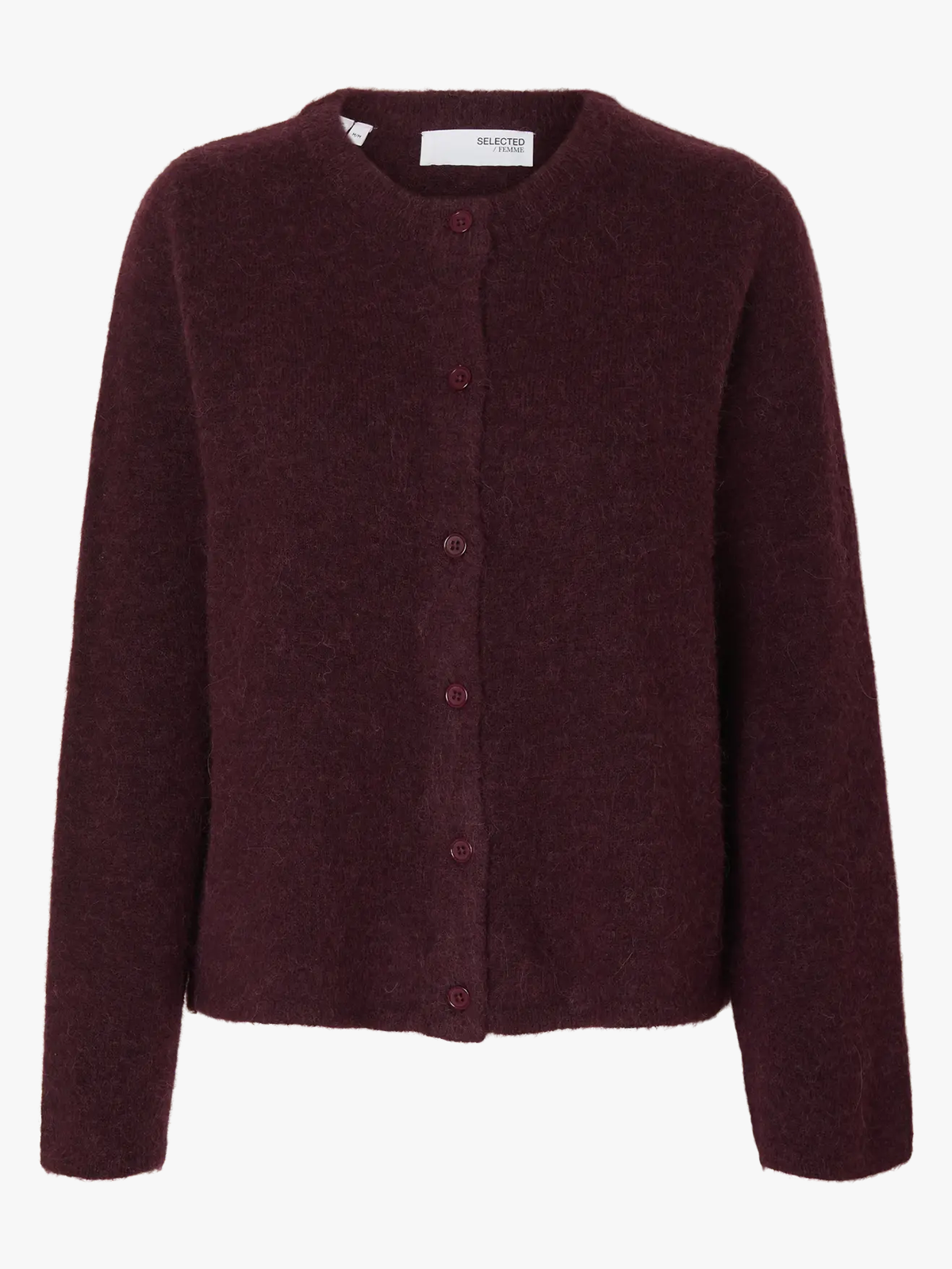 Selected Femme Lulu New Long Sleeve Knit Cardigan Fig MELANGE