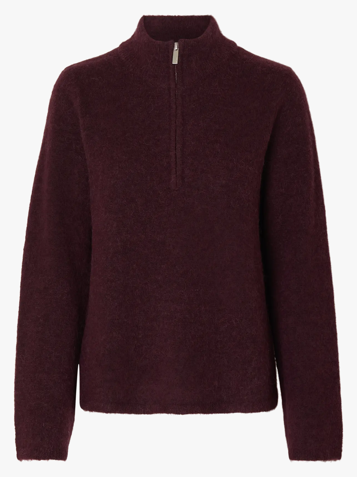 Selected Femme Lulu Long Sleeve Knit Half Zip Fig MELANGE