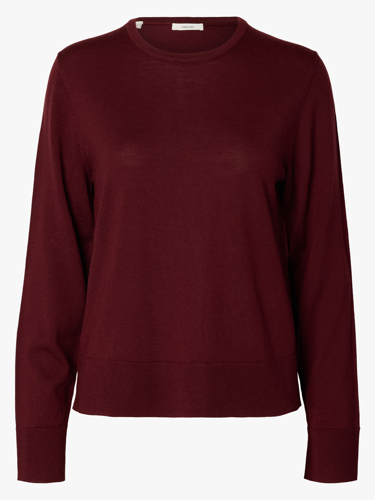 Selected Femme Thea Long Sleeve Knit Merino O-Neck Tawny Port