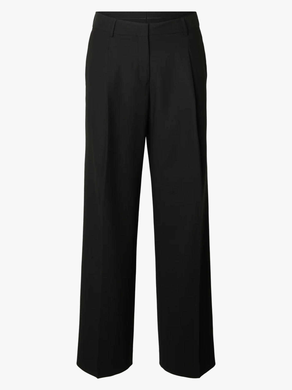 Selected Femme Wide Rita Lano Mid Waist Pant Black