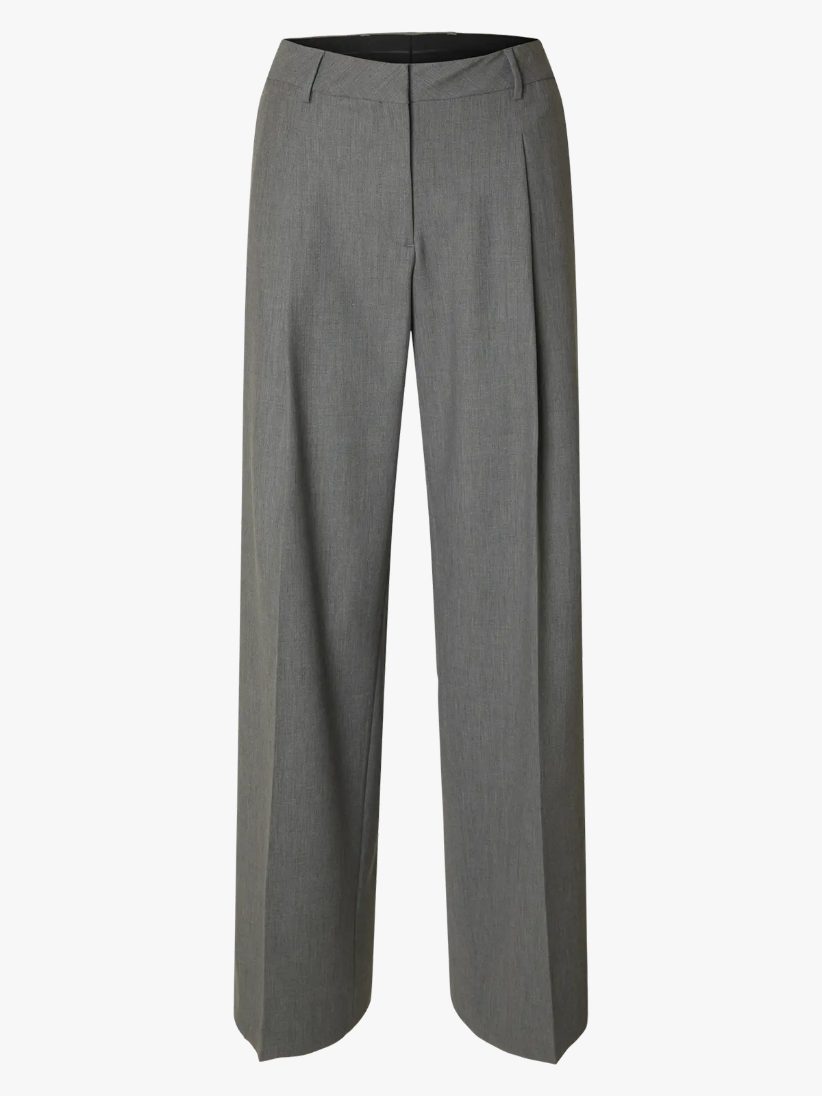 Selected Femme Wide Rita Lano Mid Waist Pant Medium Grey Melange MELANGE