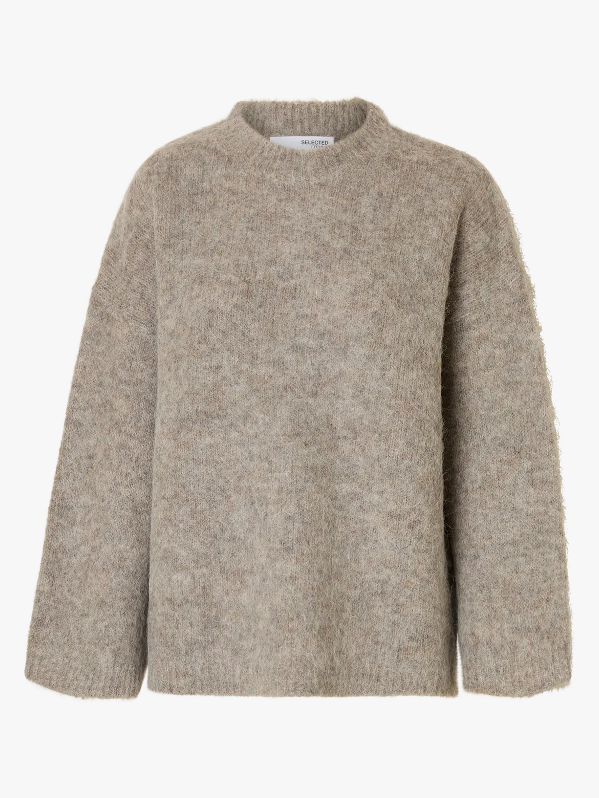 Selected Femme Gabriella Long Sleeve Knit New O-Neck Steel Gray MELANGE