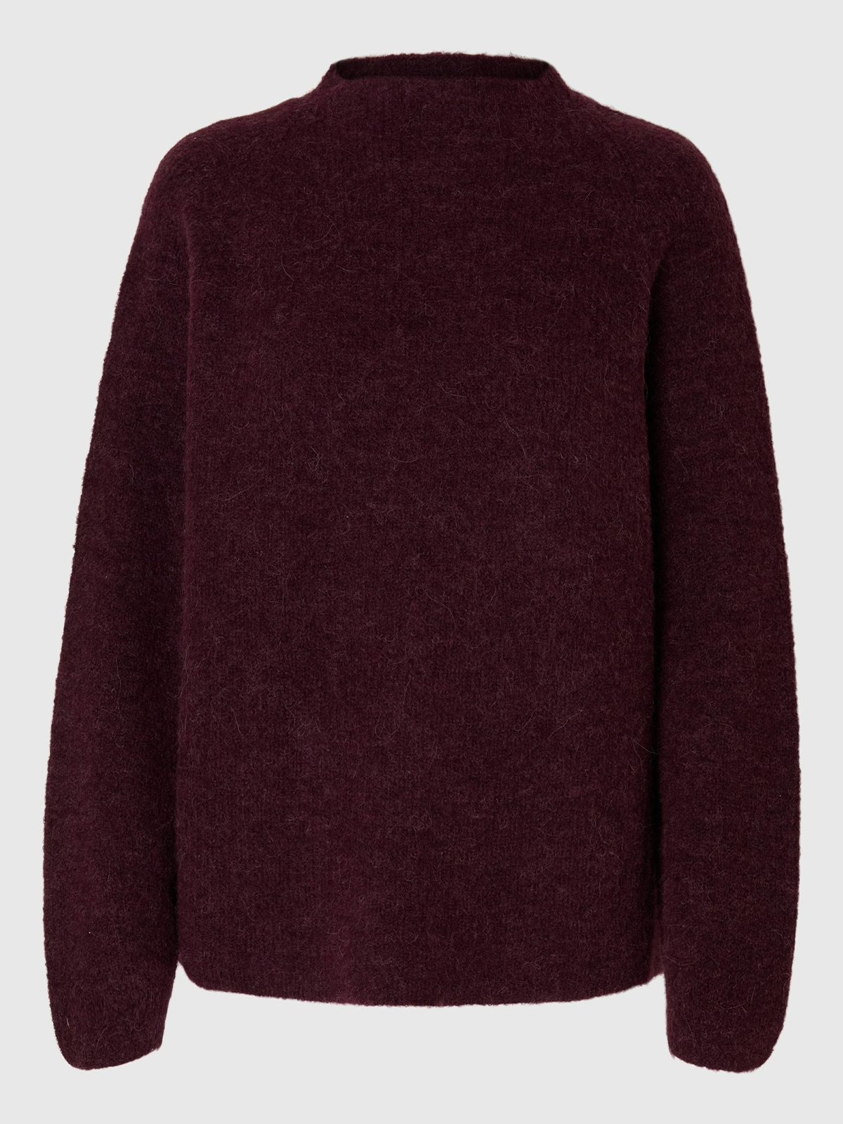 Selected Femme Sia Ras Long Sleeve Knit T-Neck Fig