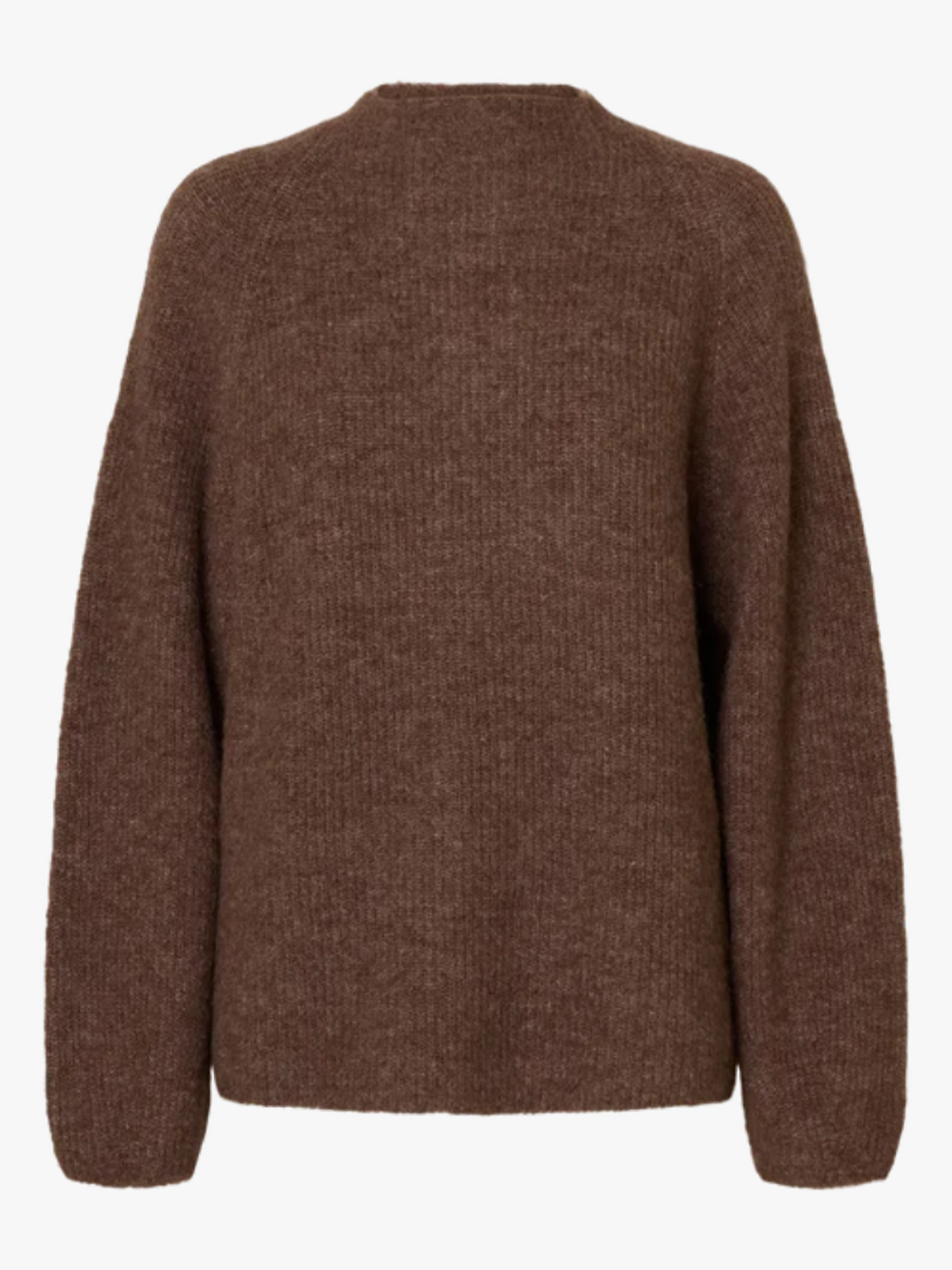 Selected Femme Sia Ras Long Sleeve Knit T-Neck Fungi