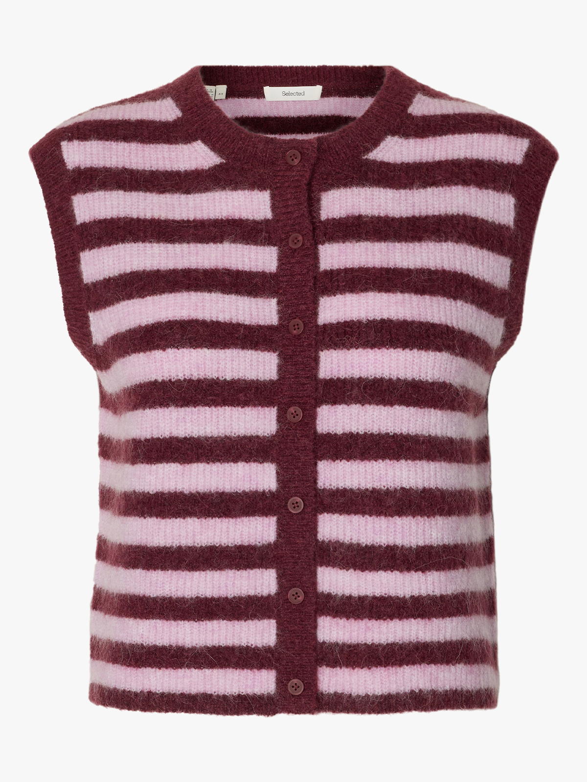Selected Femme Lulu Button O-Neck Vest Tawny Port