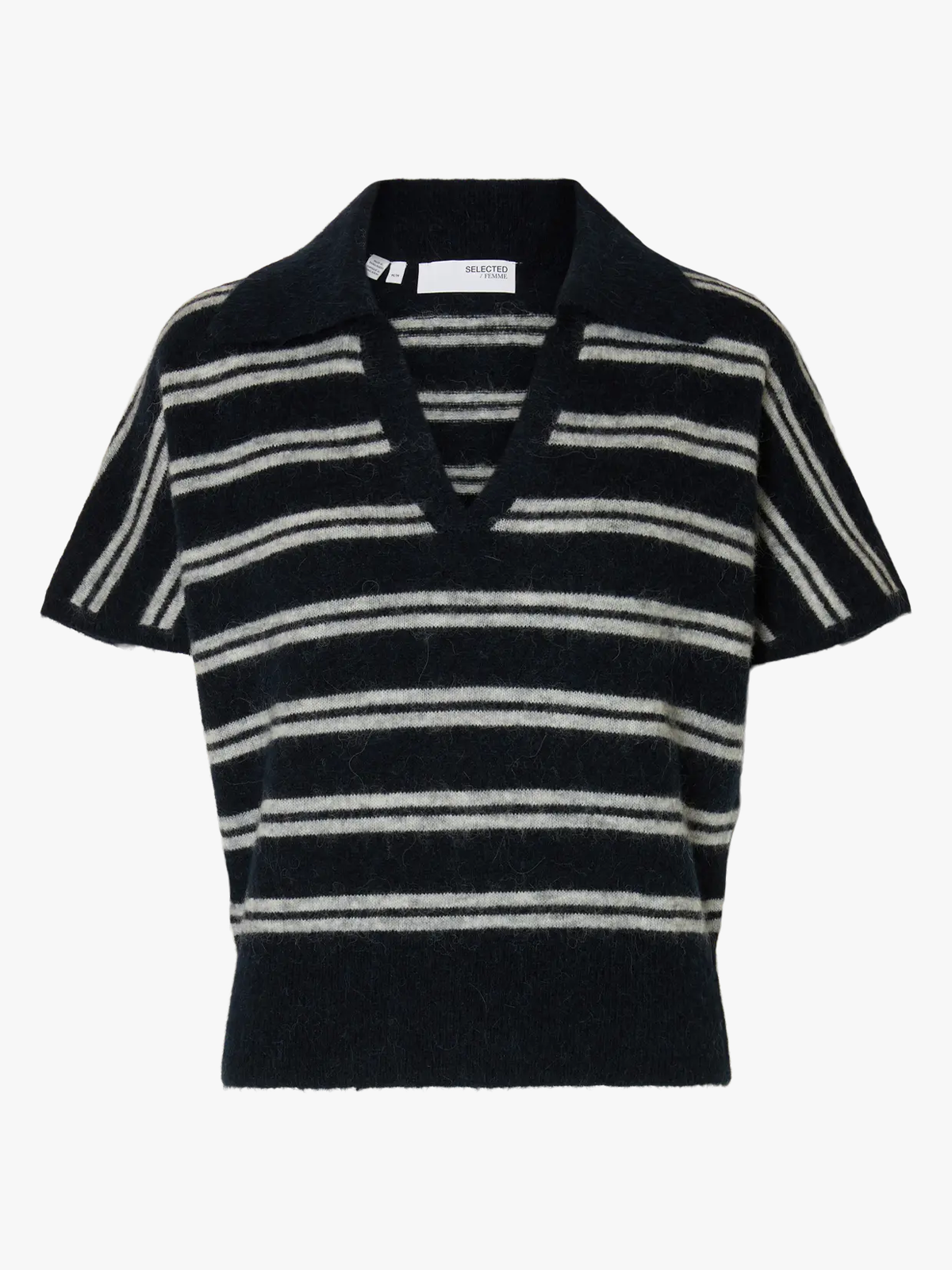 Selected Femme Lulu Short Sleeve Knit Polo Dark Sapphire LGM