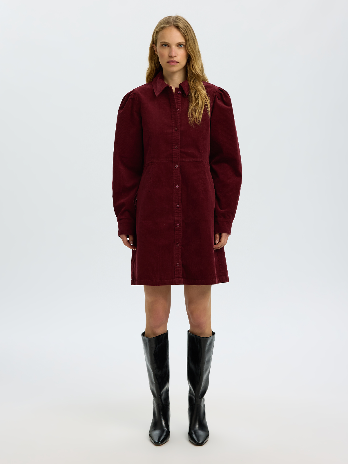 Selected Femme Runa Short Corduroy Dress Tawny Port
