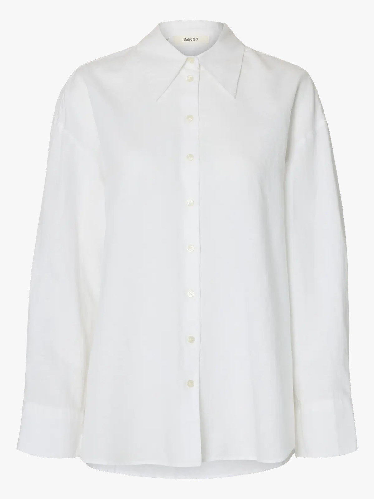 Selected Femme Cleo Oversize Linen Blend Shirt Bright White