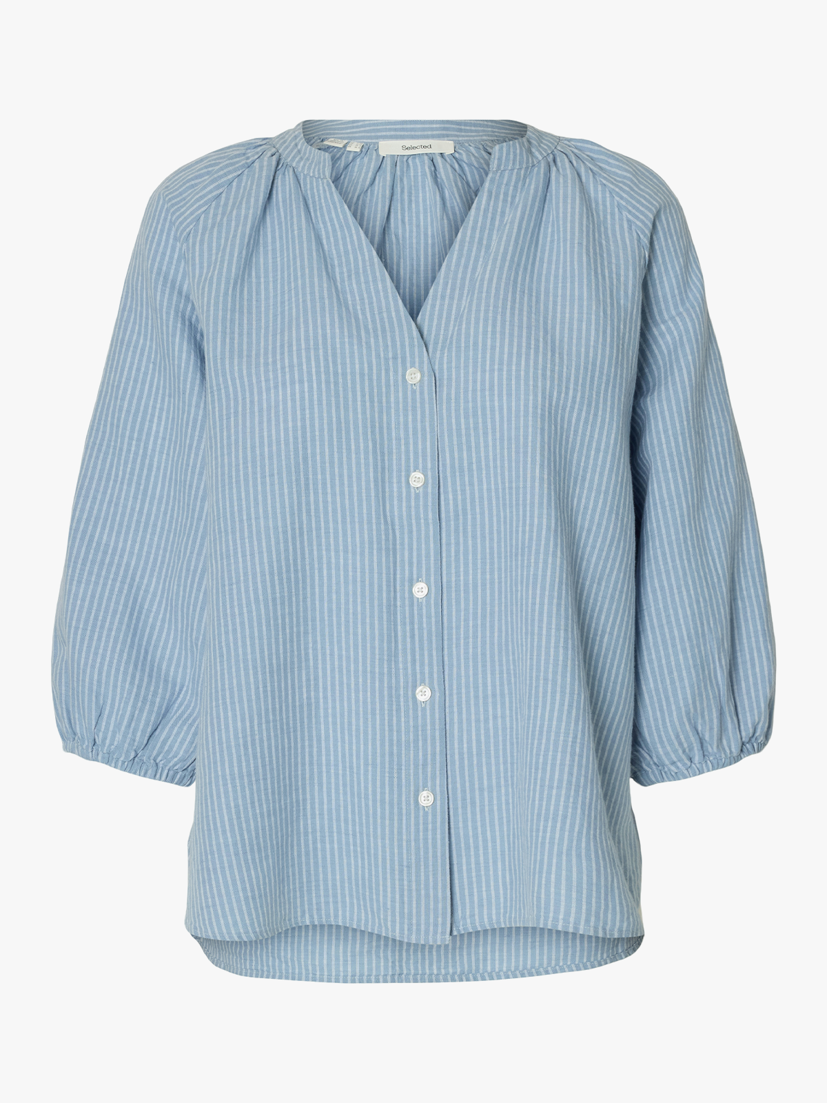 Selected Femme Cleo-Alberta Linen Blend Shirt Dusty Blue
