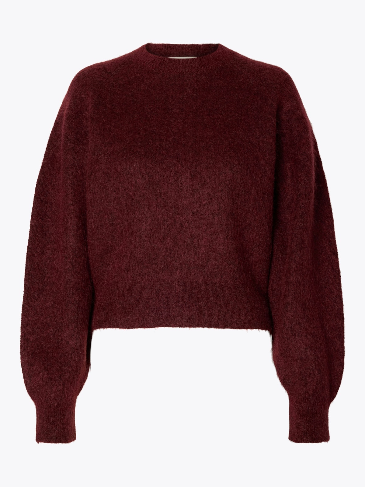 Selected Femme Mira Long Sleeve Knit Short O-Neck Tawny Port