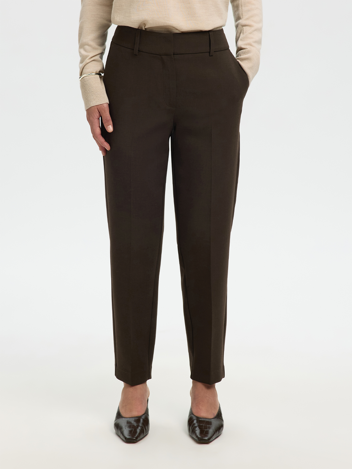 Selected Femme Rita-Ria Mid Waist Crop Pant Delicioso Melange