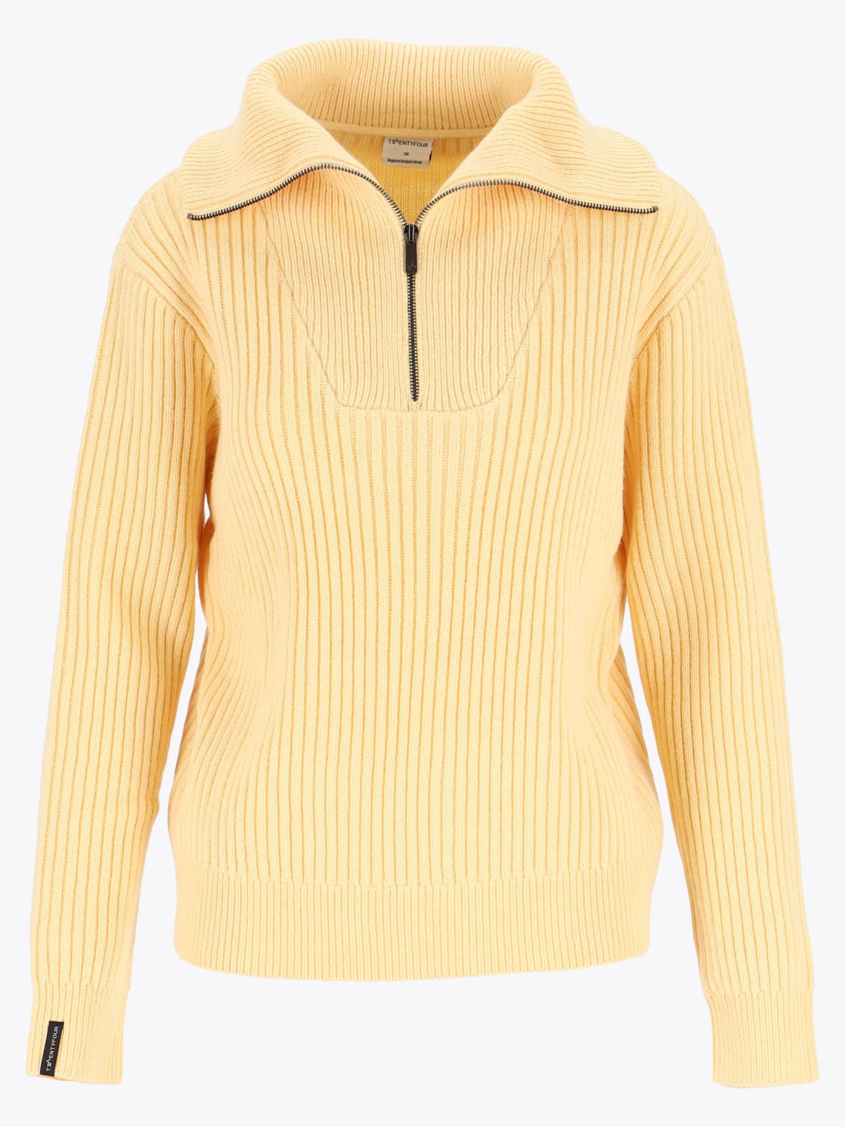 Twentyfour Mode Rib Half Zip Knit Lys Gul