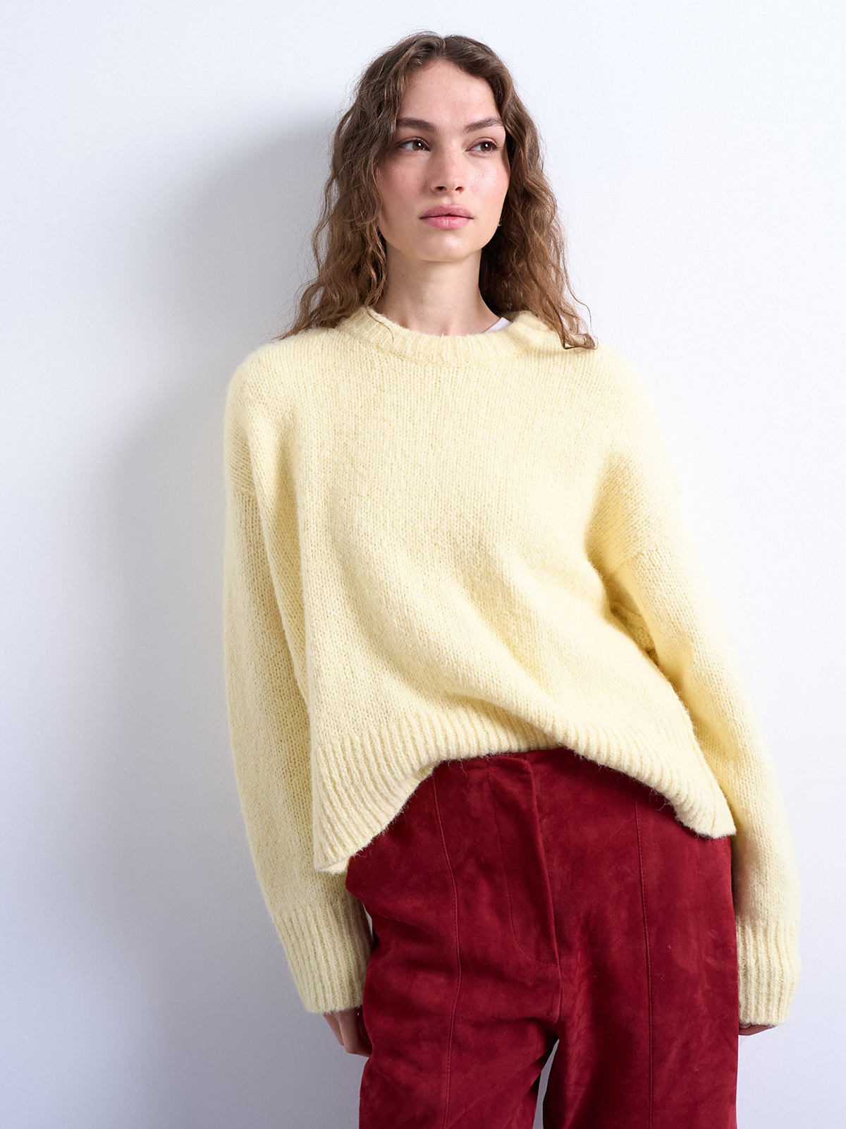 Topshop Ultimate Long Sleeve O-Neck Pullover Eggnog