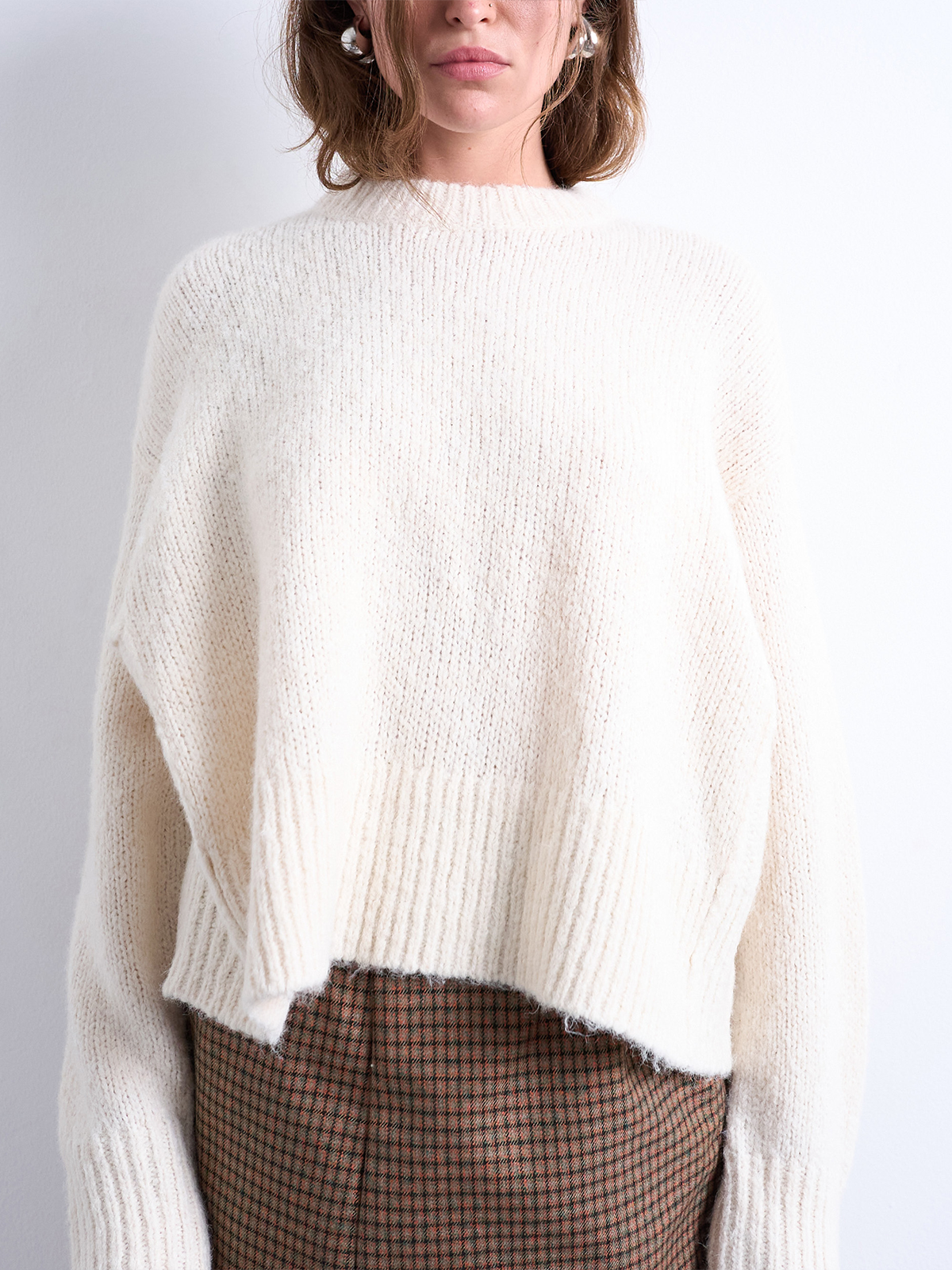 Topshop Ultimate Long Sleeve O-Neck Pullover Snow White