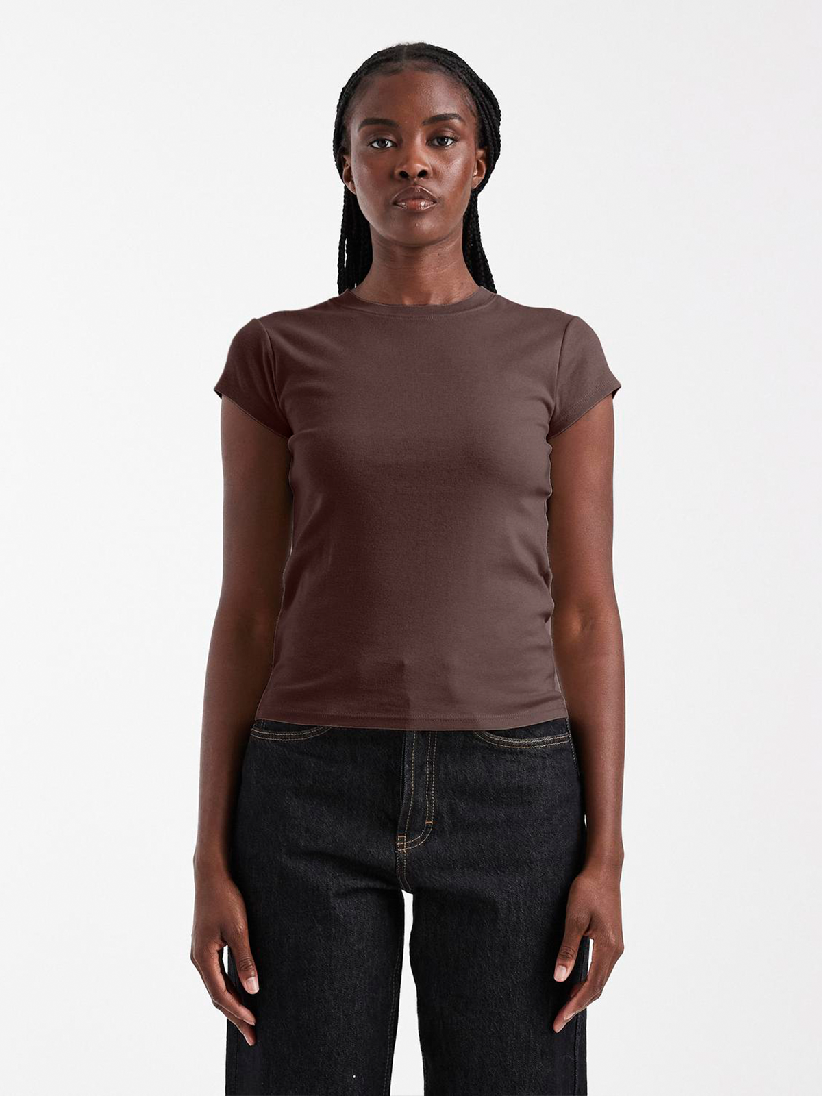 Topshop Everyday Short Sleeve Top Deep Mahogany