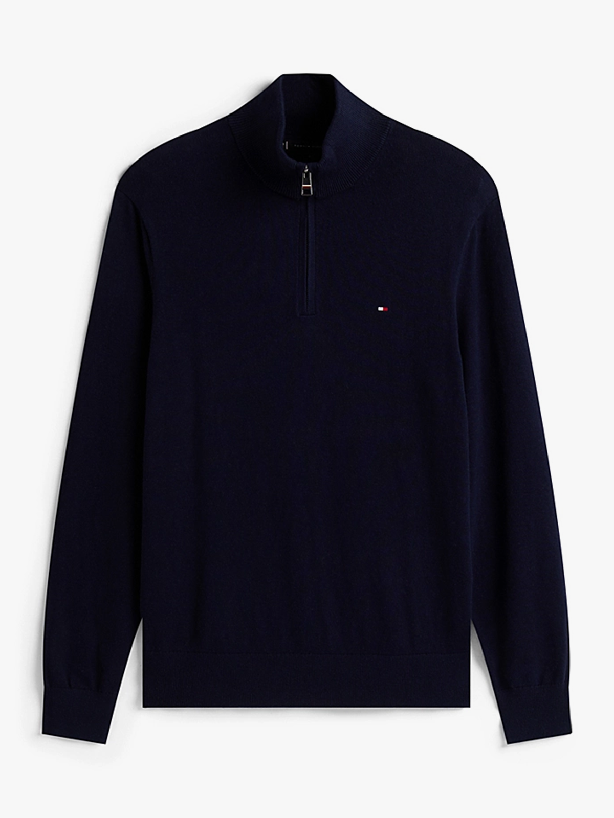 Tommy Hilfiger Pima Organic Cotton Cashmere Half-Zip Mock Navy Blue