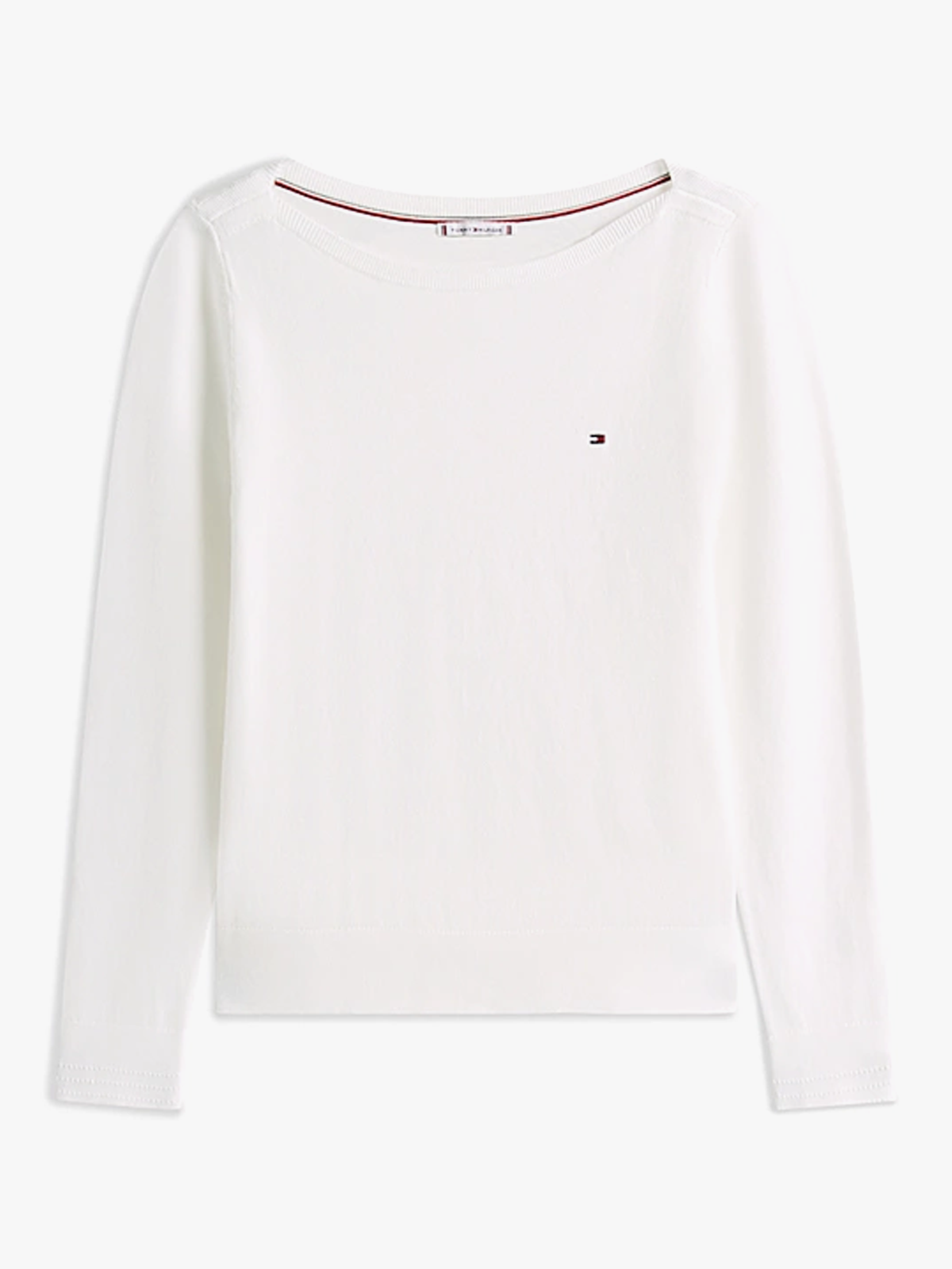 Tommy Hilfiger Co Jersey Stitch Boat Neck Sweater Hvit