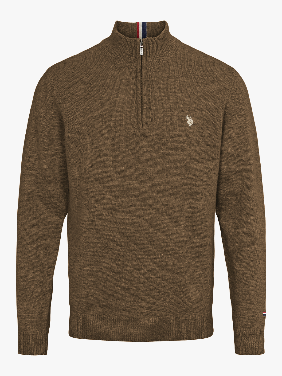 U.S. Polo Assn. Kevin Reg Lambswool Knit Chestnut Melange