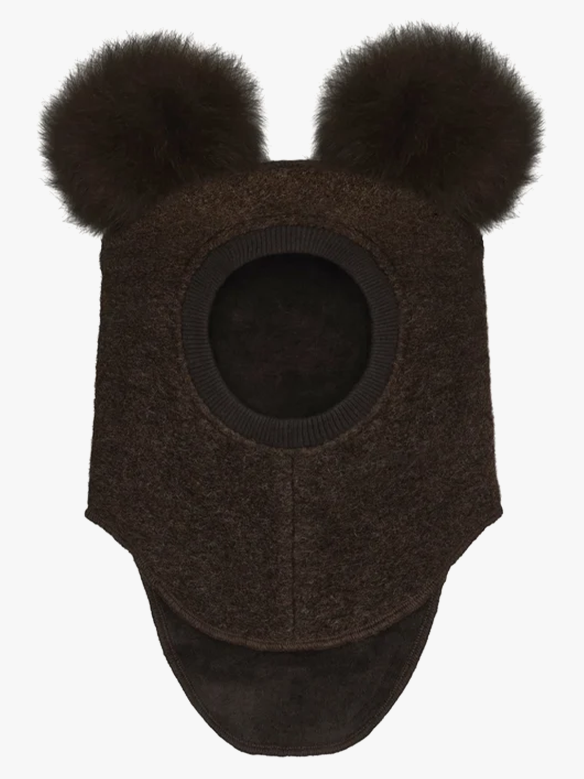 Huttelihut Balaclava Wool Alpaca Pompoms Dark Brown Melange