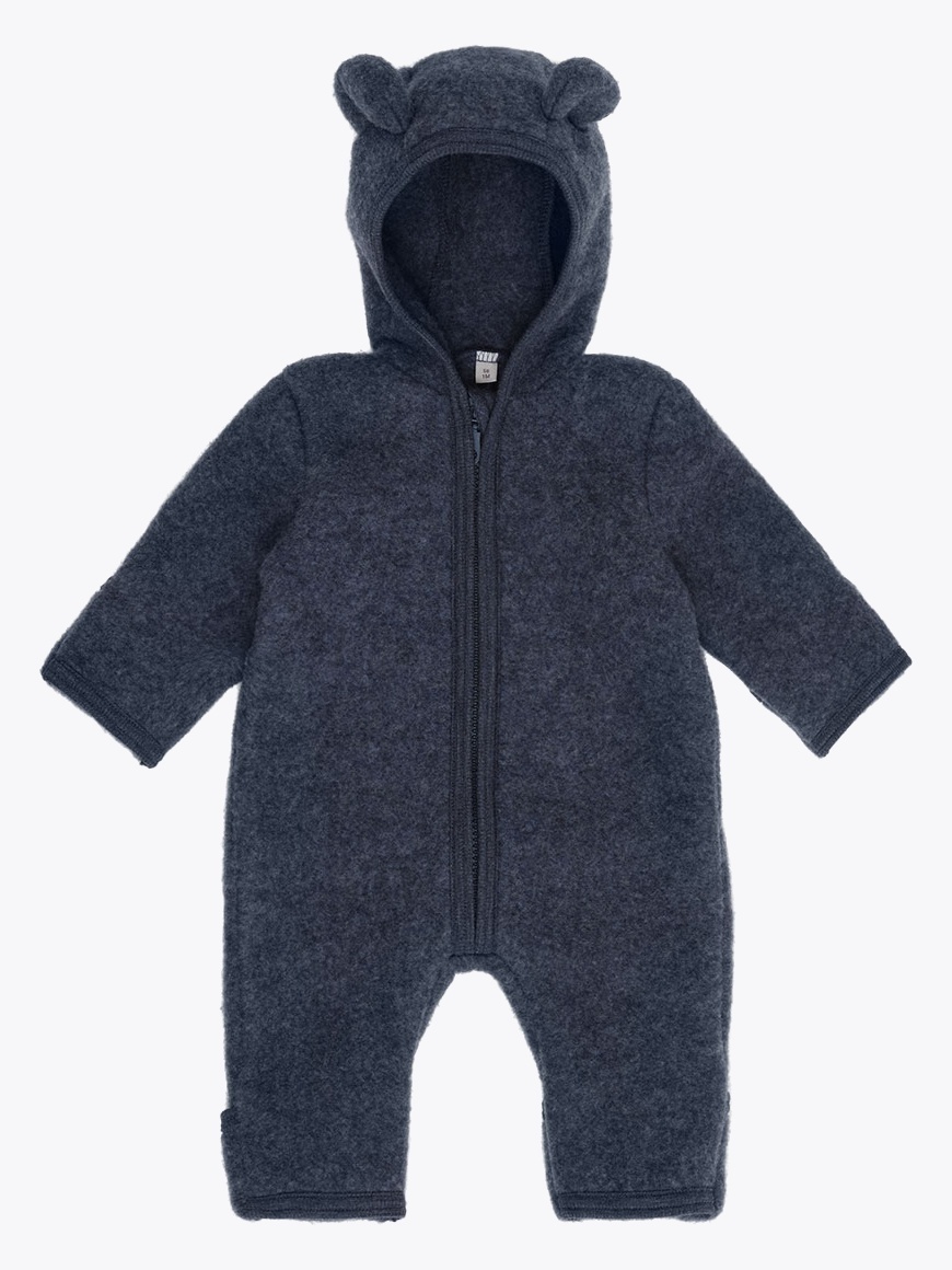 Huttelihut Pram Suit Ears Wool Fleece Blå